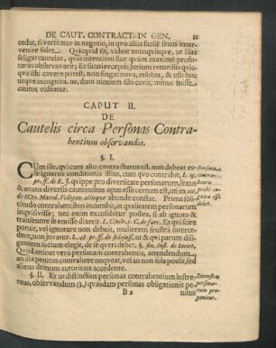 Caput II. De Cautelis circa Personas Contrahentium observandis.
