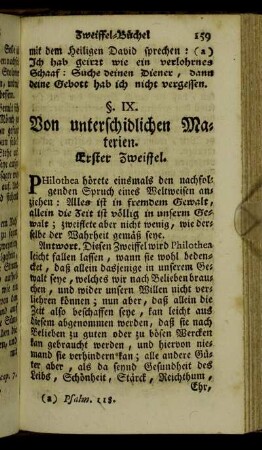 §. IX. Von unterschidlichen Materien.