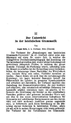 Der Unterricht in der lateinischen Grammatik