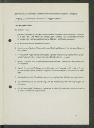 Lehrgang 02: Die leichte Trennwand in Gerippebauweise