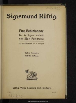 Sigismund Rüstig : eine Robinsonade