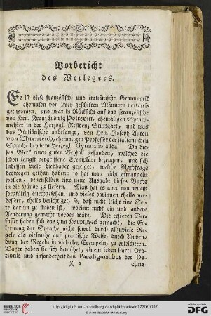 Vorbericht des Verlegers