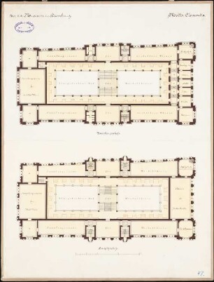 Naturhistorisches Museum (Gewerbemuseum), Hamburg: Grundriss Zwischengeschoss, Hauptgeschoss 1:200