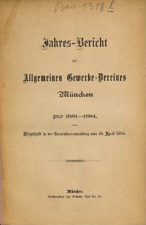 Jahres-Bericht. 1881/84