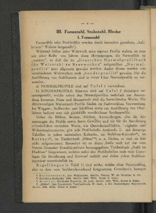 III. Formstahl, Stabstahl, Bleche