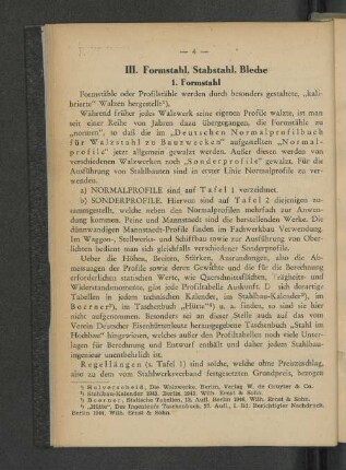 III. Formstahl, Stabstahl, Bleche