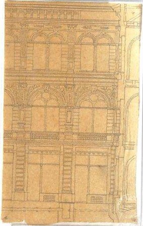 Zocher, Ernst; Architekturstudien - Gebäude (Teilansicht, Schnitt)
