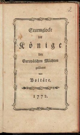 Sturmglocke der Könige : den Europäischen Mächten geläutet