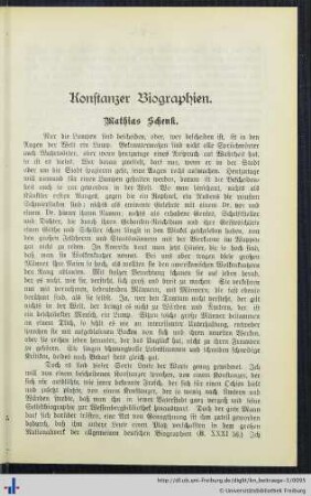 Konstanzer Biographien. Mathias Schenk.