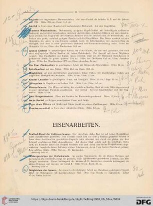 Eisenarbeiten (Nr. 849-930)