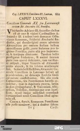 Caput LXXXVI. Concilium Generale XI. seu Lateranense tertium sub Alexandro III. Pontifice