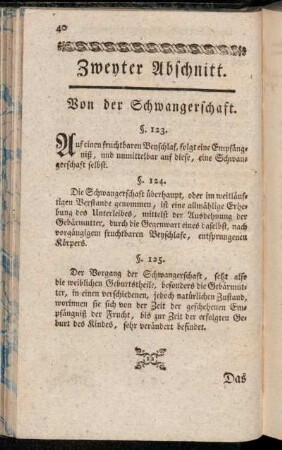 Zweyter Abschnitt. Von der Schwangerschaft