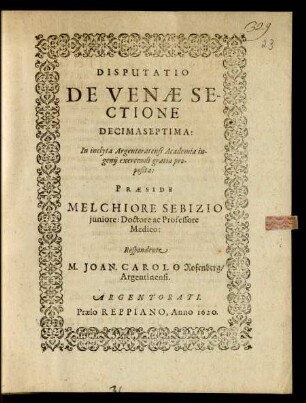 17: Disputatio De Venae Sectione ...