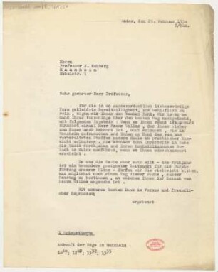 Brief an Willy Rehberg : 25.02.1930