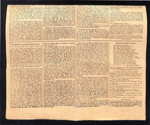 Artikel zum 80. Geburtstag Bernhard Hauff, Schwäbisches Tagblatt