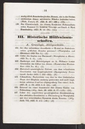 III. Historische Hülfswissenschaften.