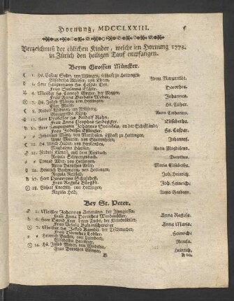 Hornung, MDCCLXXIII