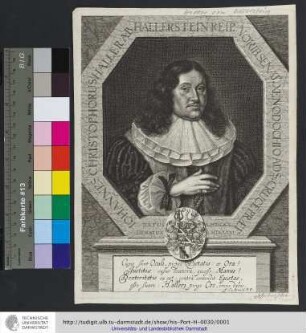 Iohannes Christophorus Haller Ab Hallerstein Reip. Norib. Senat. Xenodochio Ad S. Cruce Præf : Natus A. MDCXX. Denatus A. MDCLXXI