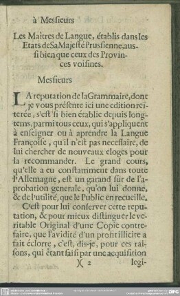 Les Maitres de Langue, etablis dans les Etats de Sa Maieste Prussienne, aussi bien que ceux des Provinces voisines
