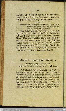 Ein und zwanzigstes Kapitel. Entzündungen der Augen. Mondblindheit, periodische Augenentzündung