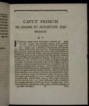 Caput Primum. De Origine et Autoritate Juris Feudalis.