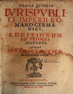 Tomvs ... Ivris Pvblici Imperii Romanogermanici, 5. Additionum Ad Priores Secundus