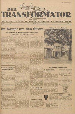 TRO-Betriebszeitung 'Der Transformator'; Nr. 43/1957 (November 1957)