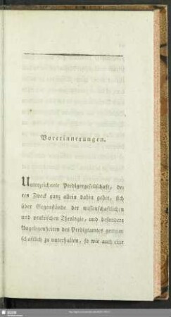 Vorerinnerungen