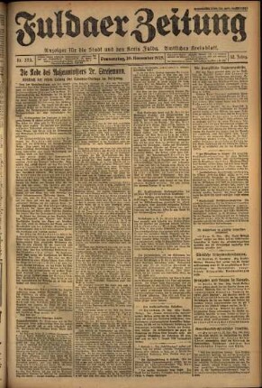 Erste Ausgabe vom Donnerstag, den 26. November 1925.