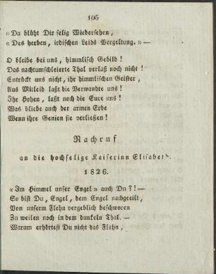 Nachruf an die hochselige Kaiserinn Elisabeth.