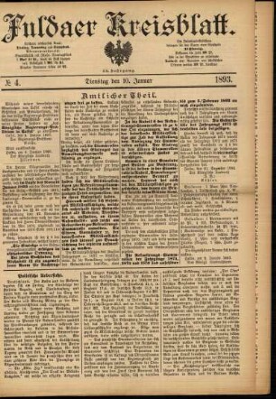 Ausgabe vom Dienstag, den 10. Januar 1893.