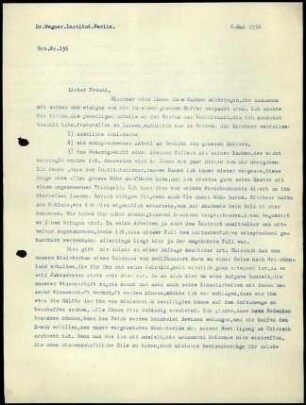 G. Karo an M. Wegner