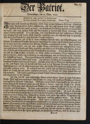 No. 73. Donnerstags, den 24. May, 1725