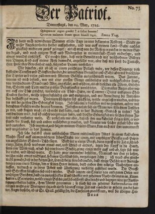 No. 73. Donnerstags, den 24. May, 1725