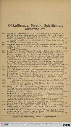 Okkultismus, Mystik, Spiritismus, Alchemie etc. (Nr. 1116 - 1400)
