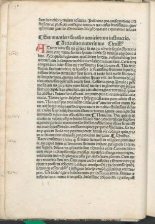 Summaria [et] finalis nouiciorum instructio. Articulus undecimus Christ[us]