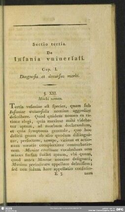 Sectio tertia. De Insania universali