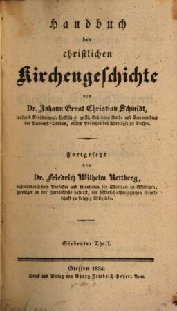 Handbuch der christlichen Kirchengeschichte. 7