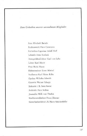 Dem Gedenken unserer verstorbenen Mitglieder