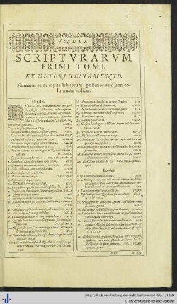 Index Scripturarum Primi Tomi.