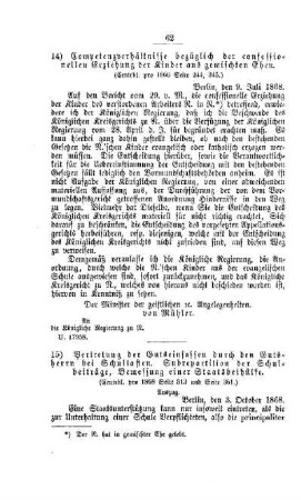 Vertretung der Gutseinsassen durch den Gutsherrn bei Schullasten. Subrepartition der Schulbeiträge, Bemessung einer Staatsbeihülfe : [V. Elementarschulwesen]