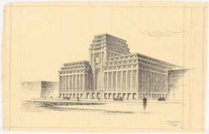 Verlagshaus des Scherl-Verlages, Berlin: Perspektivische Ansicht Jerusalemer Straße (Variante)