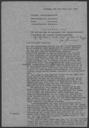 Untergruppenbach mit Happenbach und Teilen von Wüstenhausen: Pfarrbericht 1951
