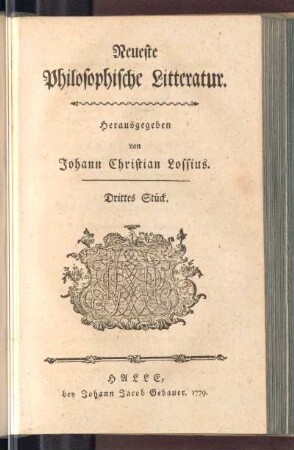 3.1779: Neueste philosophische Litteratur, 3.1779