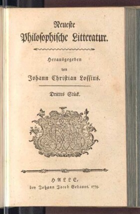 3.1779: Neueste philosophische Litteratur, 3.1779
