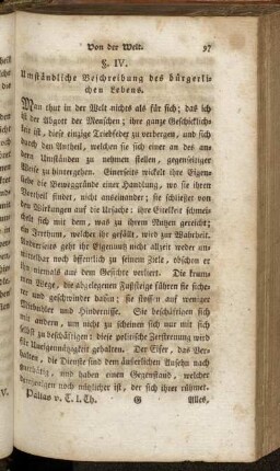 §. IV. Umständliche Beschreibung des bürgerlichen Lebens.