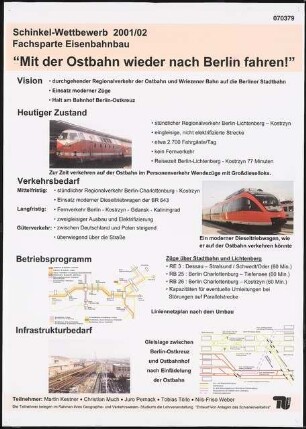 Ertüchtigung der Wriezener Bahn/Ostbahn Schinkelwettbewerb 2002: Fotos, Schemata, Erläuterungen