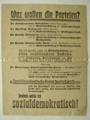Wahlflugblatt der SPD zur Wahl der Nationalversammlung