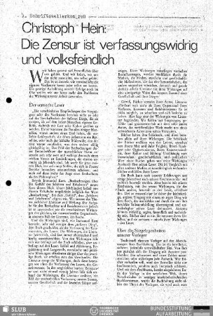 Die Zensur ist verfassungswidrig und volksfeindlich