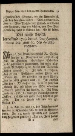Das fünfte Kapitel, betreffend 1748. 26. des Heumonats bis zum 30. des Herbstmonats